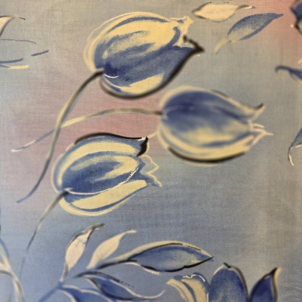 Large Blue Tulips Cotton Quilting Fabric Jo-Ann Fabrics 36 x 44 inches wide - Picture 9 of 13